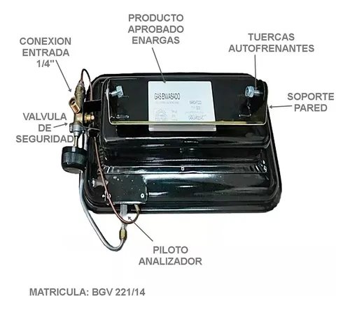 Estufa Pantalla 1500c Con V?lvula Gas Envasado - Imagen 2